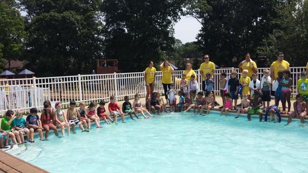 Prime Time Campers enjoying the pool on a sunny day in August 2014.