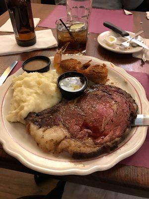 My dinner! Surf and turf! Prime rib and baked stuffed shrimp