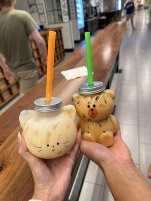 Mango boba (with green tea boba) and Thai tea boba