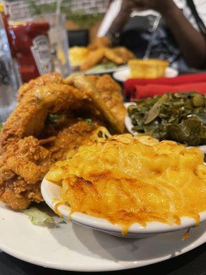 Ella B's Honey Fried Chicken, Mac n Cheese, Southern Collard Greens