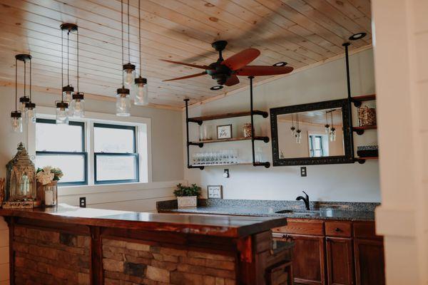 One of our three bars here at Chapman Hill.  This one is inside the reception barn.  The others are on the deck and on the pavilion.