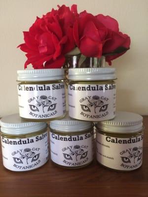 Our very popular Calendula Salve! We use it for scars, stretch marks, rashes and dry skin.