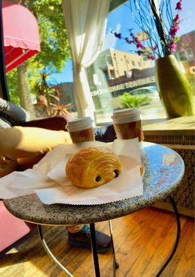 10.3.22 house coffee, cafe aulait, chocolate croissant $10+