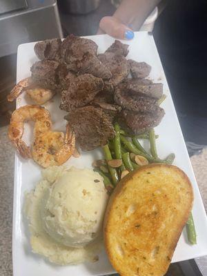 Steak tips and shrimp