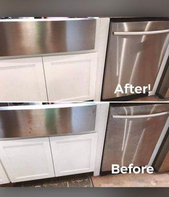 Cabinets and inox remove stains