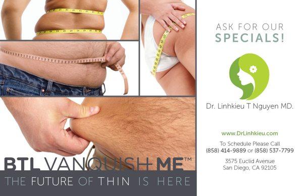 Call us today to hear about our latest specials on the body contouring technology Vanquish ME!