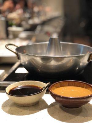 Bowl and dipping sauces