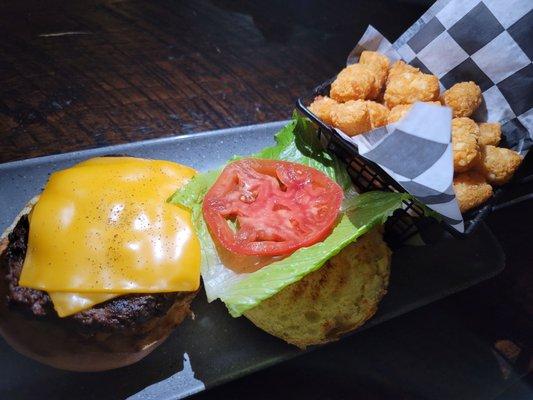 Burger and Tots nom nom