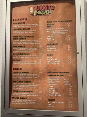 Menu posted outside