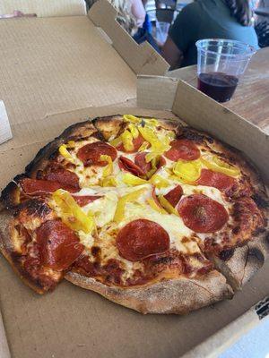 pepperoni, banana peppers pizza