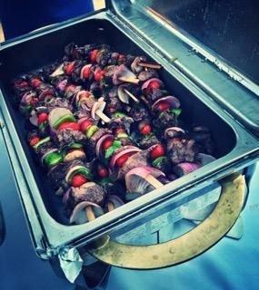 Steak Tips Kabobs with vegetables