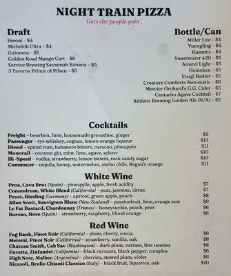 Bar Menu - May 24