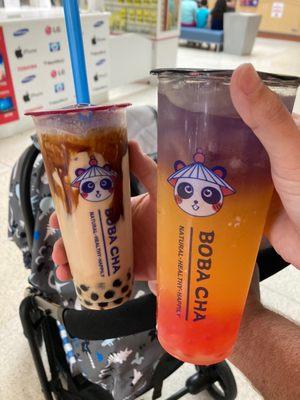 Boba Cha (classic milk tea) & Blue Hawaiian