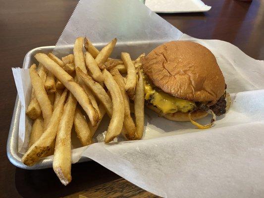 Smash burger and fries