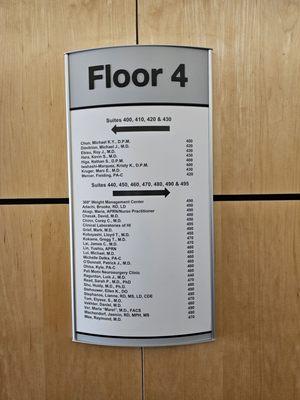 Directory for Pali Momi Physicians Office Building, 4th Floor