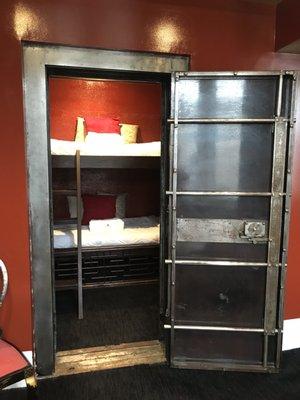 Bunk beds in a vault.