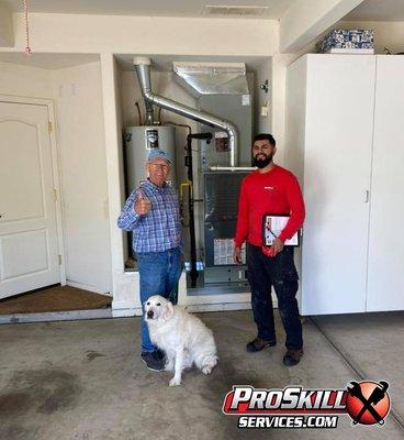 ProSkill Services Air Conditioning Garage Installation gone well all leads to a happy customer and doggo!