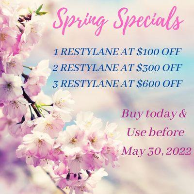 Spring Specials till May 30, 2022