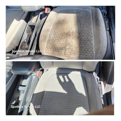 Seat deep shampooing before and after.