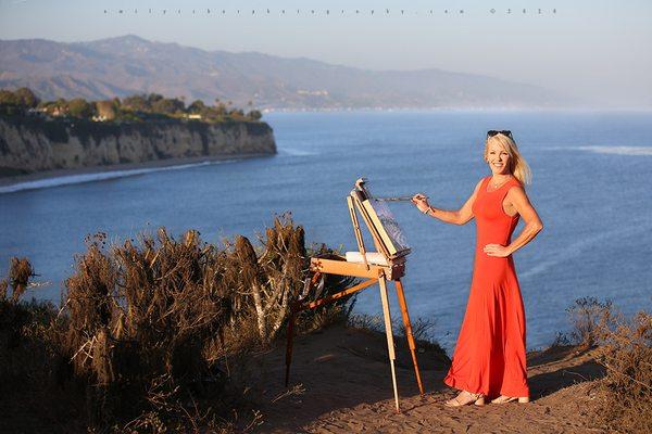 Owner Lori Mills painting for Malibu Magazine