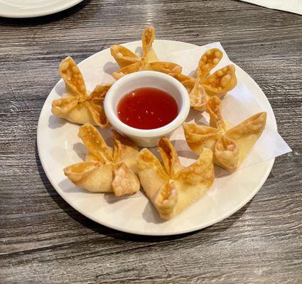 Crab Rangoon with sweet Dipping Sauce.