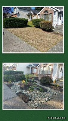 Landscape design before and after.