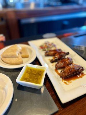 Fried Bammy, Curry Sauce, and Red Stripe Wings