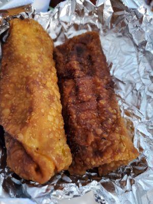 Chicken Philly Eggrolls flavor was good but the cook was uneven ‍