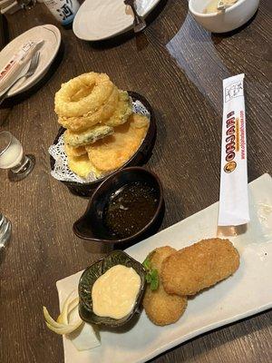 Crab croquettes and Vegetable Tempura