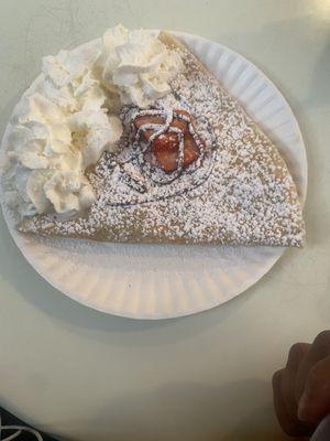 19. Nutella, Banana, Strawberries and Whipped Cream  Delicious crepe with mocha latte oat milk....top tier