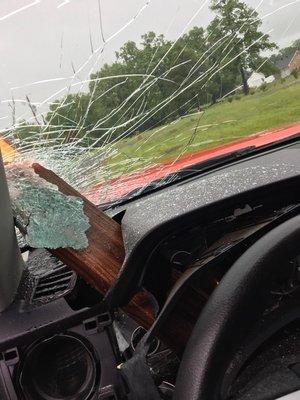 Flying debris from a funnel cloud in Dardanelle. From a barn by the house.