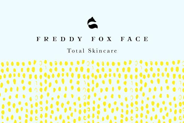 One of the first branding iterations of Freddy Fox Face Total Skincare - bright and shiny, just like the results of a facial here!