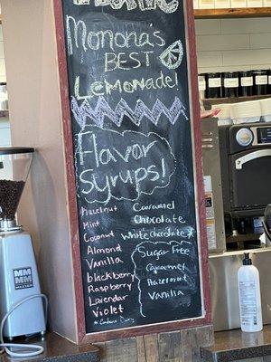 Syrup flavors for lemonade and hot drinks