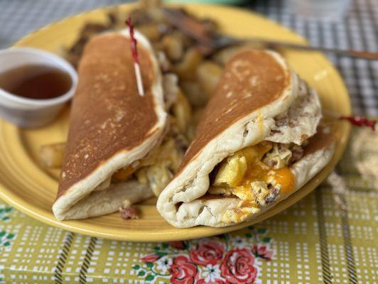 Pancake tacos with their potatoes