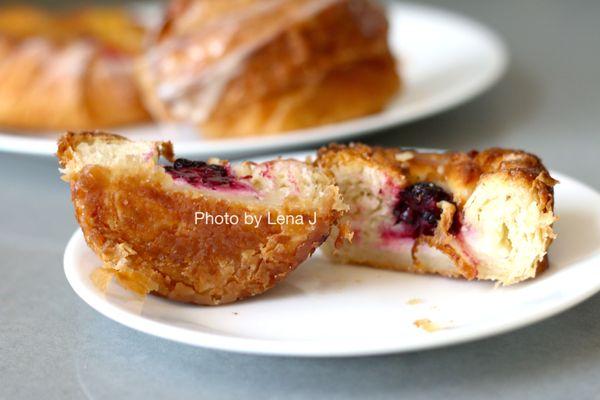 Seasonal Raspberry with Passion Fruit Cream Kouign Amann ($5)