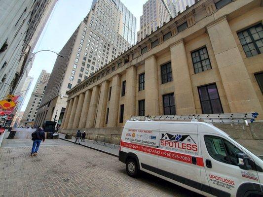 Spotless gutter truck At the New York Stock Exchange. Wall Street New York