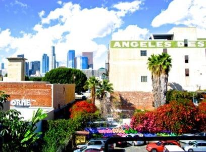 view of the downtown LA arts district from the Hub offices