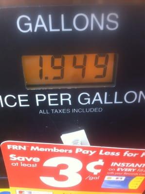 Saved $1.30/gallon with my Winn Dixie card.