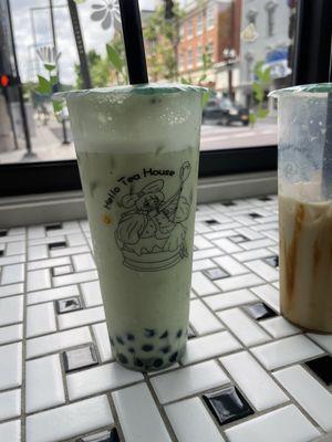 Matcha Milk Tea with Boba and Brown Sugar Milk Tea