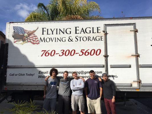 Flying eagle is a very professional moving company, i would highly recommend  them. Theyre fast and efficient.