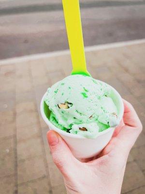 Scoop of pistachio ice cream