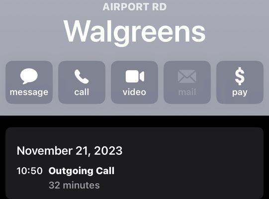 Personal wait times for Walgreens