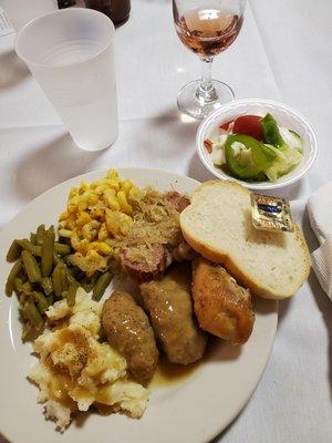 My Polish plate of Delicious homemade foods and White Zinfandel wine.  "NA ZDROWIE!"  :-)  8/7/2021