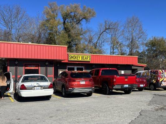 The restaurant from parking lot.