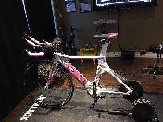 Just wrapped up a bike fit with Retul Motion Capture on this pink camo Quintana Roo Cd01.