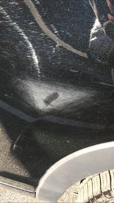 One of the unclean patches on the car. Here I ran my fingers through it and you can see. This is 10 minutes after the wash