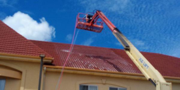 Terracotta  Roof cleaning  by Liquid Shine Pressure Washing! Call today for roof cleaning. Ask about our roof-2-road package