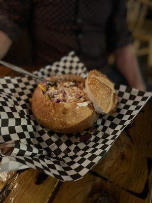 Chili bread bowl