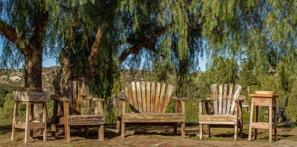 Rancho Milagro Outside group benches