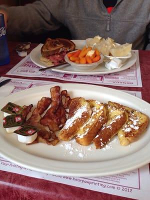 Ruben and my brunch of French Toast with Bacon